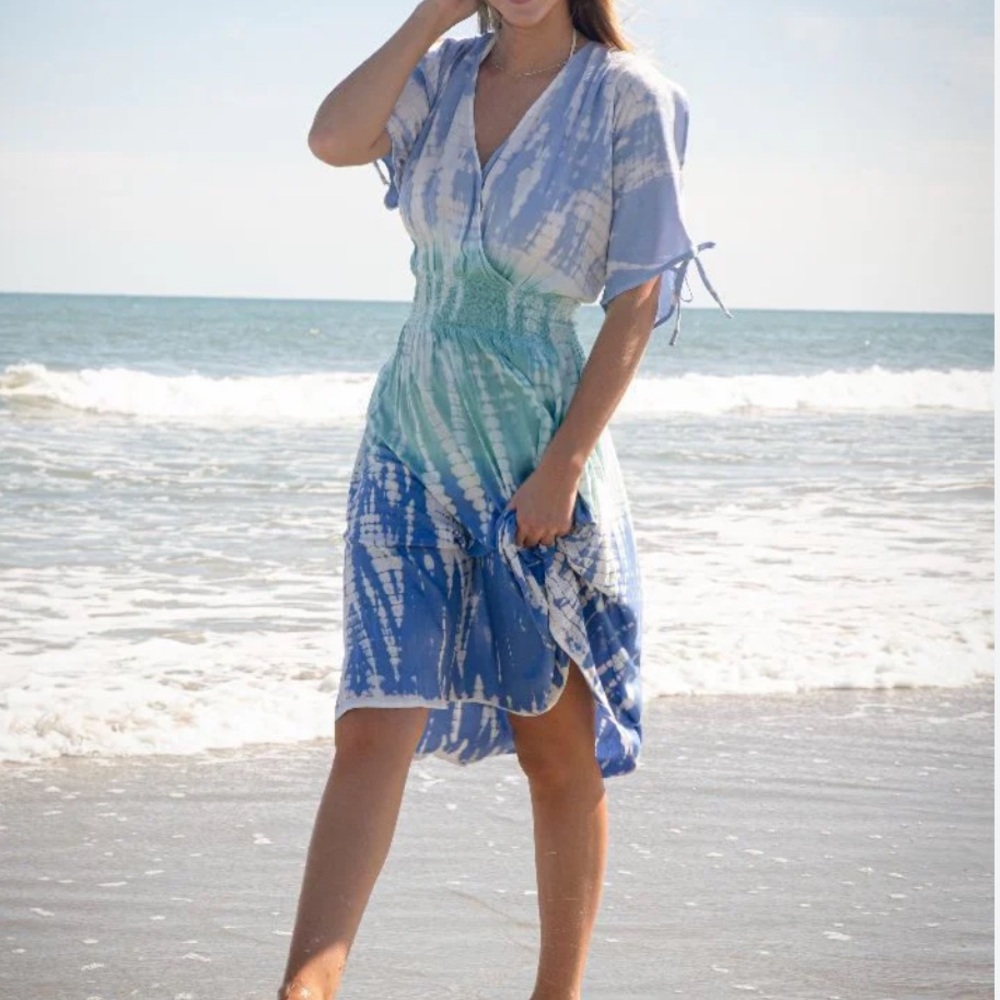 Simply southern Tye Dye Surplice Dress/swim Cover Size Large